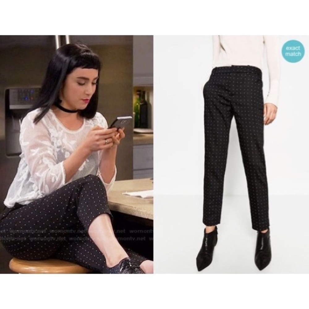 Zara Slim Mid Rise Polka Dot Trousers